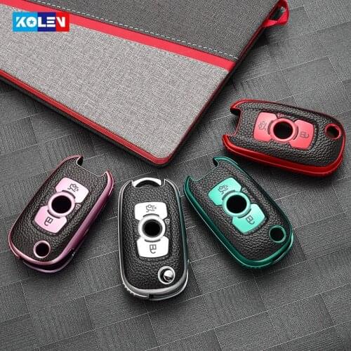 Leather + TPU Car Remote Key Cover Case For Opel Vauxhall Astra K Corsa E For Buick VERANO ENCORE GX GL6 2018 2019 2020 Keychain