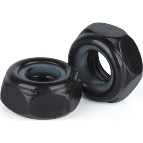 M2 M2.5 M3 M4 M5 M6 M8 M10 M12 Black Hex Nylon Insert Lock Nut Self-locking Nylock Nut Locknut