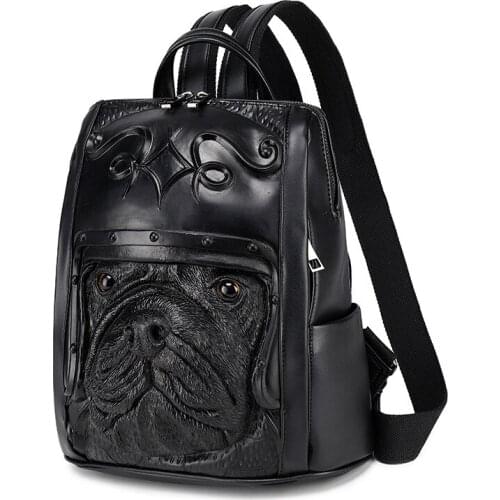 Man School Backpack Puppy Pug Dog Printing Bag Women Mochilas