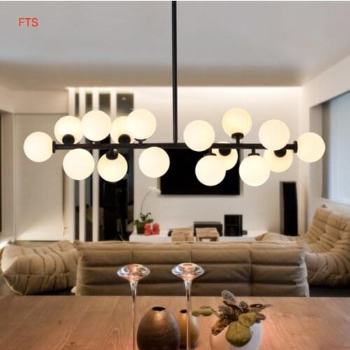 Nordic art LED modern minimalist milk white molecular chandelier dining room living room glass ball chandelier