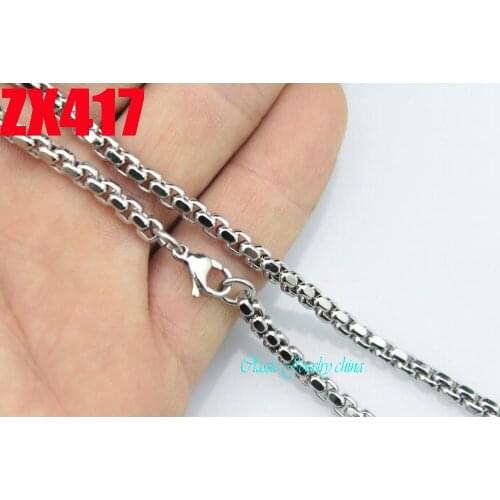 Four surface polishing stainless steel necklace 3.5mm round box chain man male women fashion jewelry 20pcs ZX417