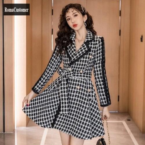 RomaCustomer Women's Plaid Coats