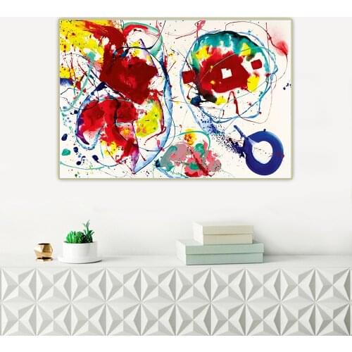 Sam Francis《Composition,1988》Abstract Canvas Oil Painting Artwork Poster Picture Wall Hanging Decor Home Living Room Decoration