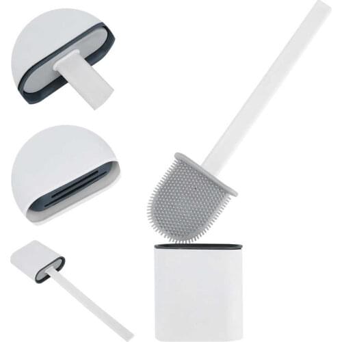 Wall Mounted Deep Cleaner Bathroom Toilet Brush and Quick Drying Holder Set with Long Handle