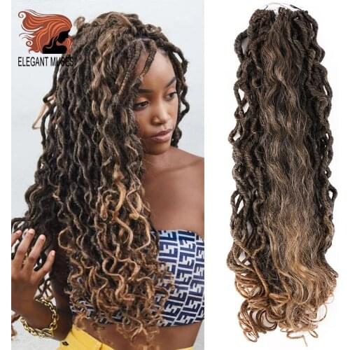Bohemin Faux Locs Curly 20 inch Synthetic Braiding Crochet Hair 18 roots/pack Ombre Crochet Hair Extension For Afro Women