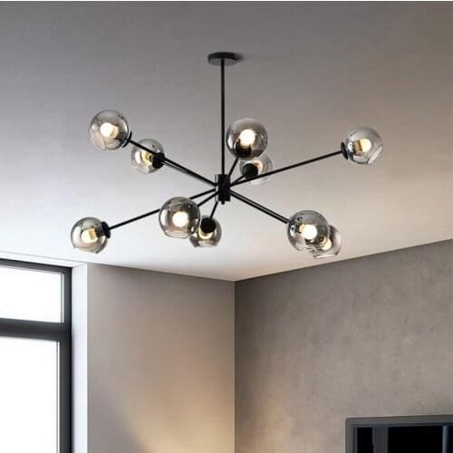 Nordic modern chandelier Glass black and gold chandelier for Living Room Bedroom italian design lamp art Lighting