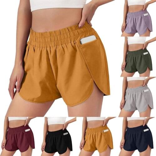 Sportswear High Waist Elastic Polyester Women Athletic Shorts for Summer Fashion Woman Streetwear Beach Short Pants Plus Size