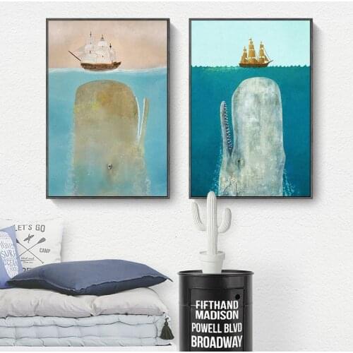 Thalassophobia Deep Sea Animals Childrens Room Decorative Painting Creative Whale Cartoon Animal Modern Minimalist Paintings