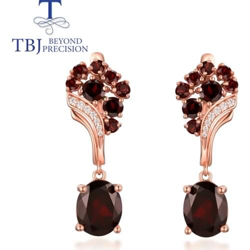 TBJ,925 sterling silver garnet clasp earring,Natural Mozambique Garnet oval 8*10mm 8ct up nice gemstone fine jewelry for women