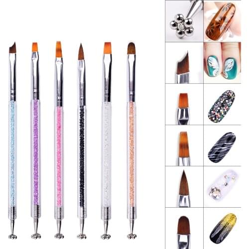 1pc Double Head Nail Art Cat Eye Brush Flower Magnet Tip Gradient Painting French Manicure Pen for 3D Cat Eye Gel Polish