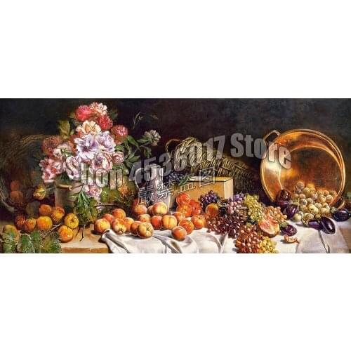 100% DIY 5D Diamond Mosaic Flowers and Fruit on a Table Handmade Diamond Painting Cross Stitch Diamond Embroidery Rhinestones