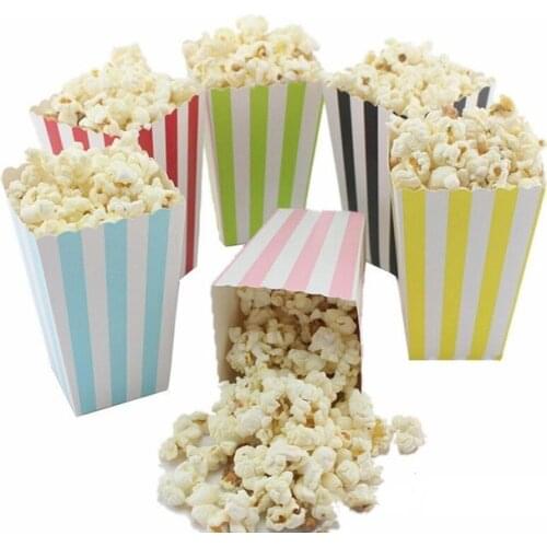 12 Pcs Mini Party Paper Popcorn Boxes Stripe Popcorn Containers Bags For Wedding Birthday Movie Party