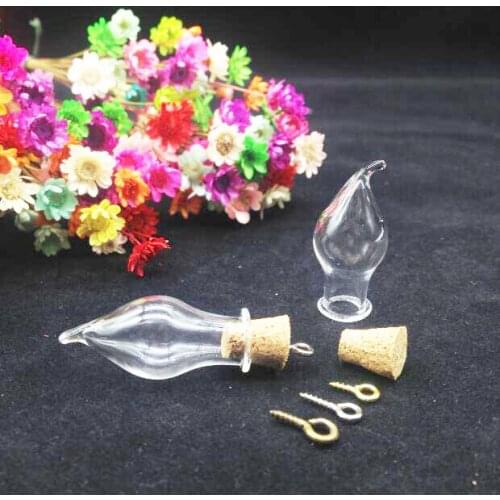20sets/lot hot pepper fang teeth Glass Bottle light bulb shape Vial Cork Stopper Jar with Corked Container Mini DIY Empty Pot