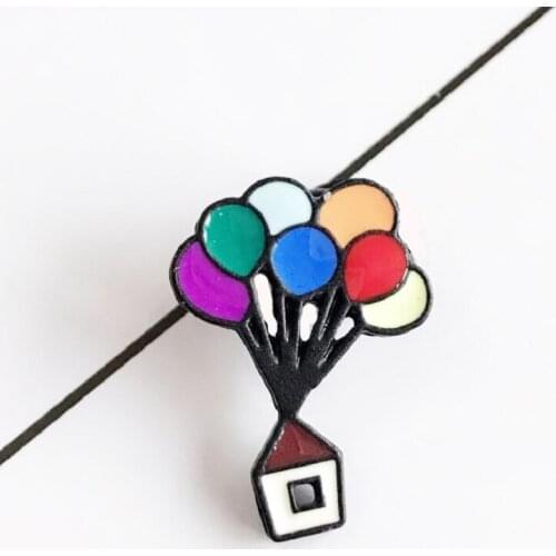 2019 Cartoon Colorful Balloons With House Fly Fashion Alloy enamel Brooch bag hat shirt badge Jewelry Gifts for frineds kids