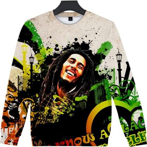 2021 Bob Marley Hip Pop O-neck Sweatshirt Harajuku Cute Outwear High Quality Pullover Autumn Winter 3D Printed Clothes
