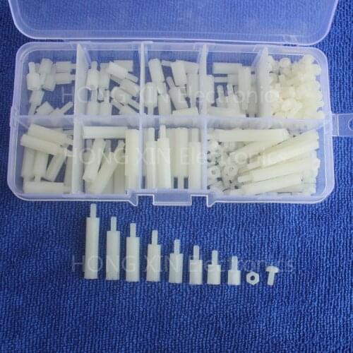 240PCS M2.5 Nylon Hex Spacers Screw Nut Assortment Kit Standoffs Plastic Accessories Set