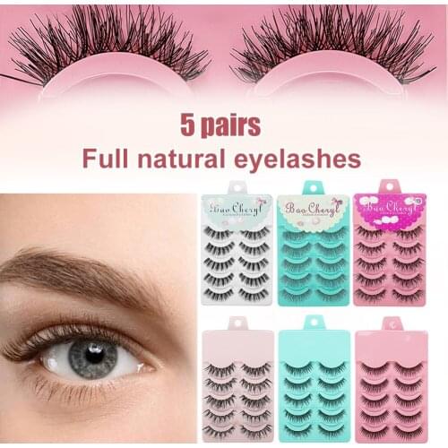 5 Pairs 3D Mink Hair False Eye Lashes Wispy Makeup Handmade Thick Natural Cross Long False Eyelashes Eye Makeup Beauty Extension