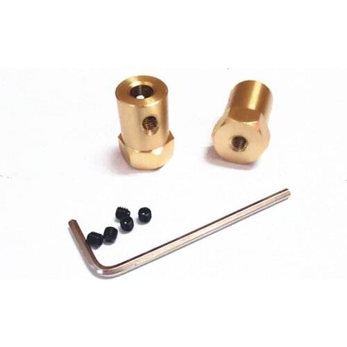 5pcs/lot 3mm 4mm 5mm 6mm 7mm 8mm Shaft Motor Flexible Coupling Tyre Wheel Brass Hex Coupler Screws&wrench