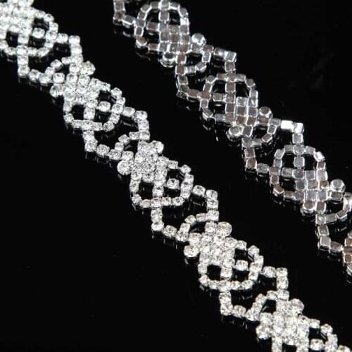 5Yards Crystal Rhinestone Chain Trim Silver Golden DIY Crafts Trimmings For Dresses Decorations