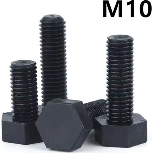 50/30/20PCS DIN933 M10x15/20/25/30/35/40/45/50/60/100mm GB5783 Black Plastic Screw Nylon Insulated Hex Bolts Right Hand Threads