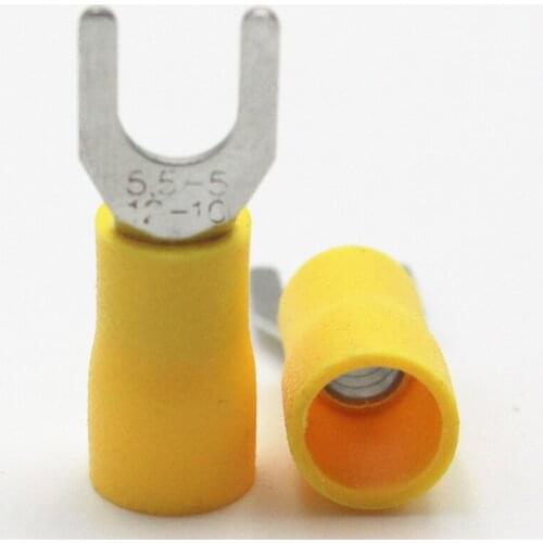 500pcs SV5.5-5 Furcate Pre-insulating Terminal Cold pressed terminals/Cable Connector/Wire Connector Brass for AWG12-10