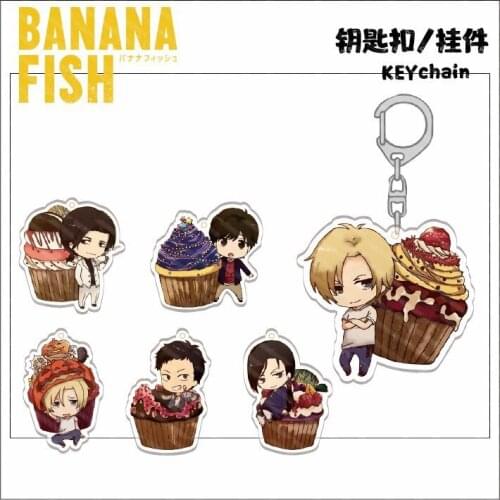 Anime BANANA FISH Shorter Wong Ash Lynx Okumura Eiji Acrylic Keychain Pendant School Bag Charm Decorative Cosplay Cartoon Gift