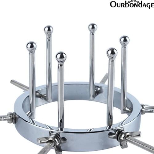 Ourbondage Stainless Steel The Sun Shape Anal Dilator For Woman Men Gay Douche Enema syringe Butt Plug Anal Sextoys