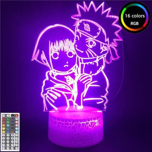 Anime Naruto Figuras Uzumaki Naruto Hinata 3D LED Night Light for Room Decor Gifts Nightlight Acrylic LED Table Lamp Kids Gifts