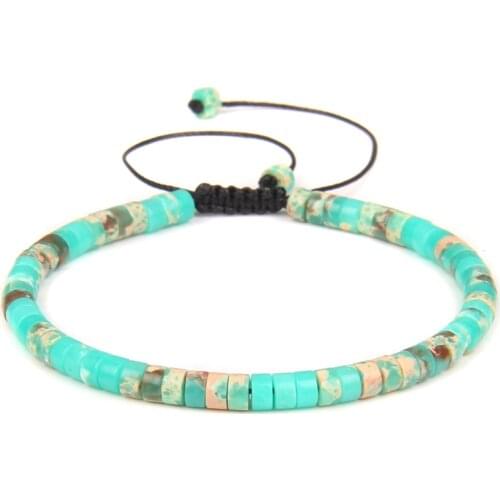 2x4mm Natural Stone Bracelet Women Men Fashion Healing Beads Braid Rope Bracelets Adjustable Energy Balance Yoga Jewelry Gifts