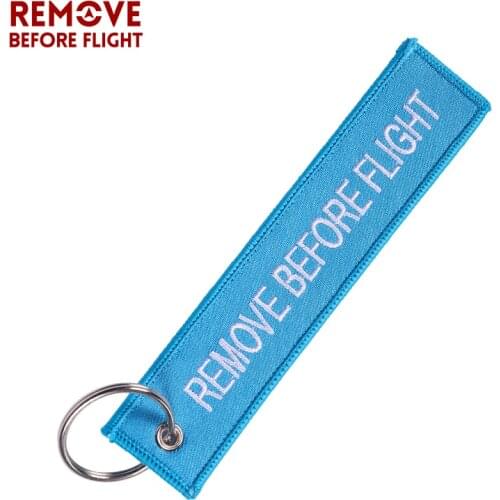 Remove Before Flight OEM Key Chains Berloques Important Tag Sky Blue Embroidery Key Fobs Chains Jewelry Aviation Gifts Chaveiro