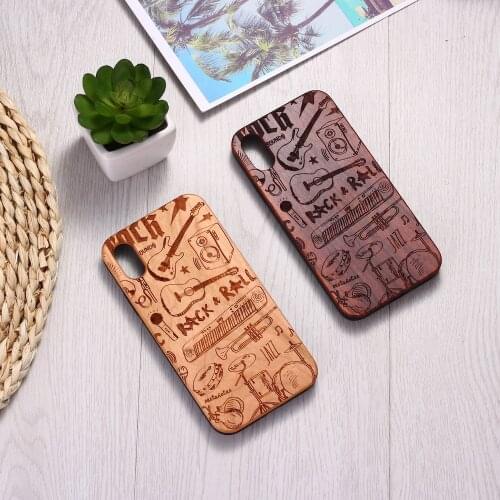 Guitar keyboard Music Rock Roll Engraved Wood Phone Case Funda For iPhone 12 6S 6Plus 7 7Plus 8 8Plus XR X XS Max 11 Pro Max