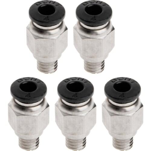 Deek-Robot 5Pcs Pneumatic Fittings PC4-M6 Bore 4mm For 4mm PTFE Tube Connector Coupler
