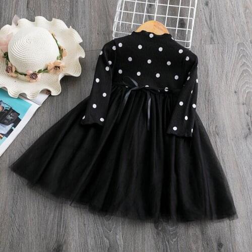 Toddler Girl Winter Dresses Long Sleeve Polka Dot Mesh Princess Party Tutu Dress Baby Kids Children 1 2 3 4 5 Year Clothes