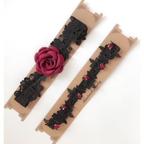 Kasure 2Pcs Wedding Gater Sexy Red Rose Garter Elegant Red Rhinestone Lace Floral Women Female Thingh Ring Bridal Lace Leg Ring