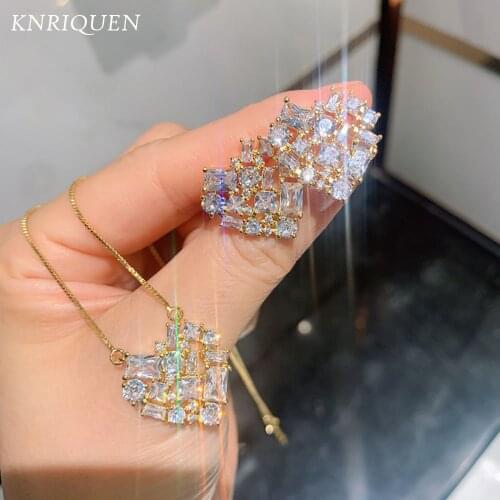 925 Silver Jewelry Sets for Women Heart-Shaped Simulate Moissanite Lab Diamonds Gold Color Earrings Necklace Anniversary Gifts