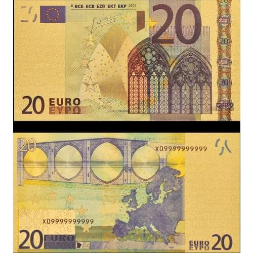 Replica Banknotes of Euro 20 Paper Money Gold Foil Banknote Note