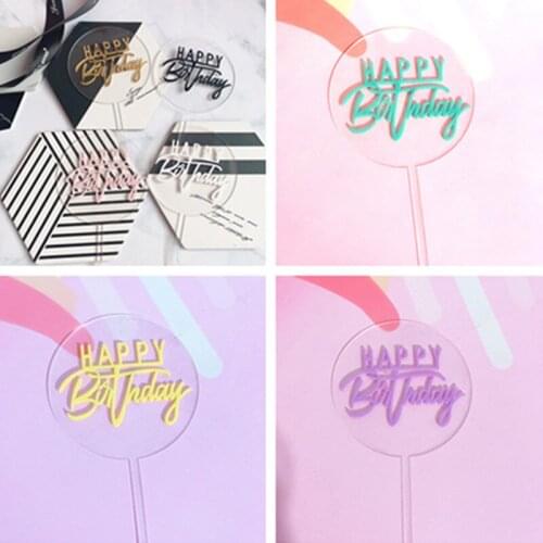 Round Transparent Double Layer Multicolor Happy Birthday Birthday Acrylic Cake Topper Party Decorations Kids Boy or Girl