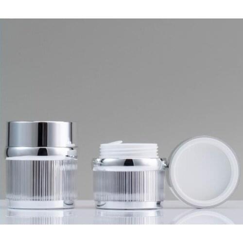 30G Silver brushed Acrylic Cream Jars Empty Cosmetic container 50ml Eye Cream Skin Care jar Refillable bottle 50PCS/LOT