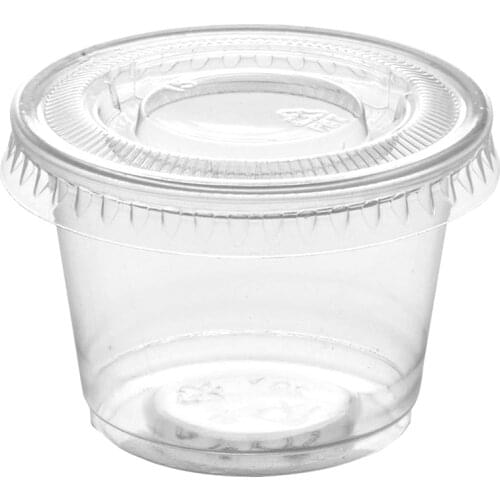 MONGKA 1 OZ 100 Cups With Lids, Plastic Disposable Portion Cups - The Souffle Cup 30ML