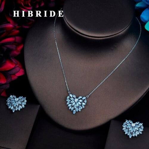 HIBRIDE Beautiful Shape AAA Cubic Zirconia Jewelry Sets For Women Bride Necklace Set Wedding Accessories Wholesale N-501