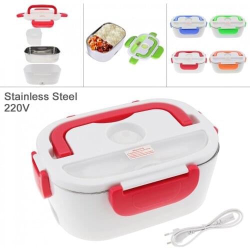1.5L Split-type Stainless Steel + ABS Portable Food Warmer Heating Keeping Electric Lunch Box with Spoon / EU Charging Line