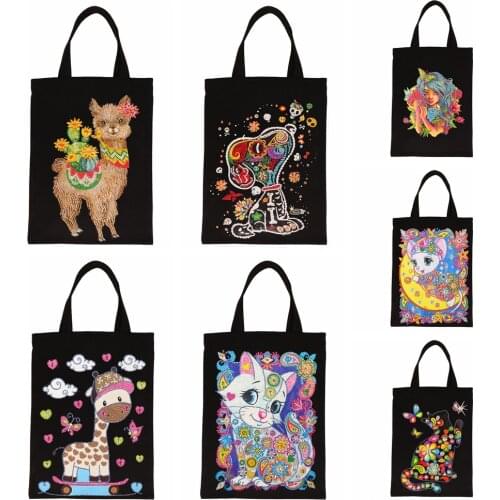New 5D Diamond Painting Handbag DIY Eco-friendly Shopping Storage Bags Foldable Canvas Bag Home Organizer Craft Handbag Gift