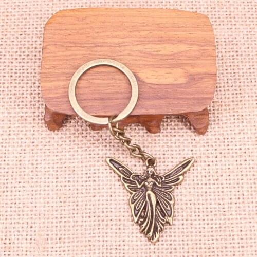 20pcs New Fashion Keychain 37x38mm angel Pendants DIY Men Jewelry Car Key Chain Ring Holder Souvenir For Gift