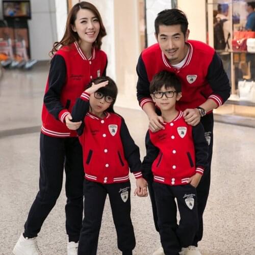 Matching family clothes 2019 autumn winter printed matching family outfits active baseball single breasted family clothing set