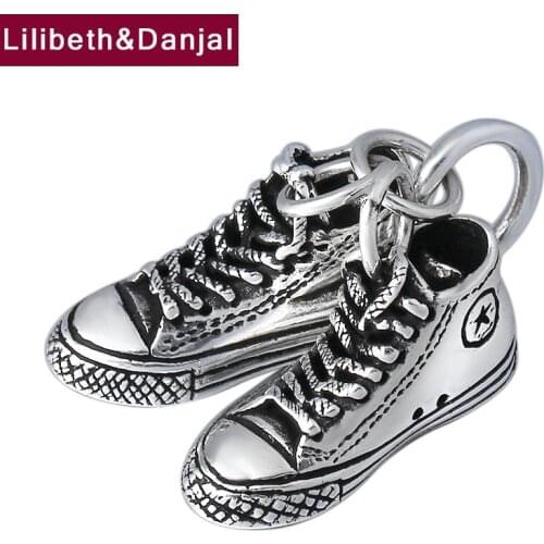 2021 Punk Necklace Pendant 100% Real 925 Sterling Silver Vintage Jewelry Men Women Fashion Creative Sneakers Christmas Gift P77