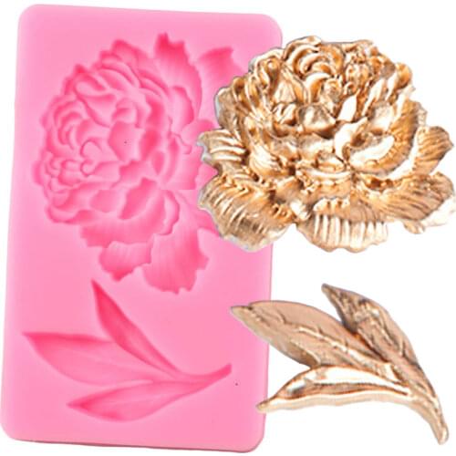 Peony Flower Lace Silicone Molds DIY Leaves Cupcake Topper Fondant Mold Wedding Cake Decorating Tools Candy Clay Chocolate Mould