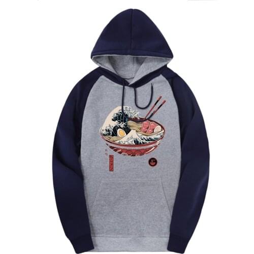 Ramen Japan Mans Raglan Sweatshirts Hooded Casual Warm Clothing Brand Fleece Hoodies Male Black Breathable Moleton Masculino