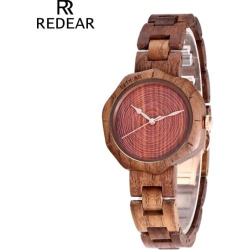 REDEAR Men or Women Full Walnut Wood Wristwatch Hand Make Wooden Watches Best Selling 2019 Products Birthday Anniversary Gifts