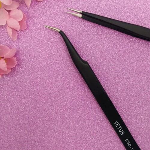 Seeashine 2 Pieces Eyelash Vetus Tweezers Eyebrow Tweezer Stainless Steel for Lashes Extension Tools High Quality Free Shipping