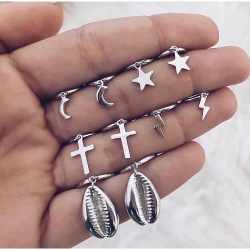 5 pack Hoop Earrings for women Small silver color hoops star Butterfly earring zircon hoop earring circle earrings Gift